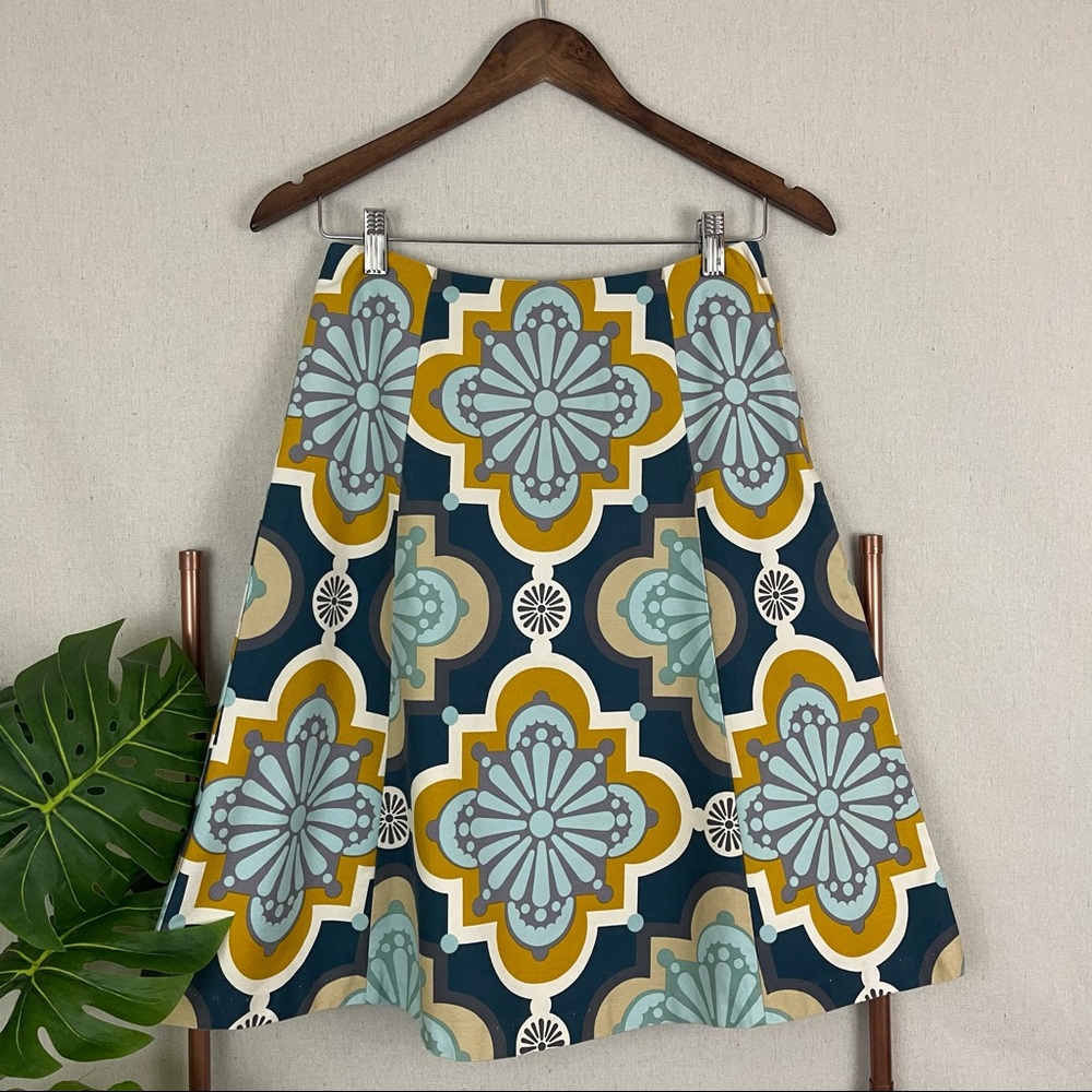 Lesley Evers A-Line Retro Geometric Skirt (Sz XSmall)